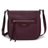David Jones - Women's zip shoulder bag - shoulder bag - faux leather multipocket - multi-pocket messenger tote bag - elegant and practical classic, purple, One Size, Stylish